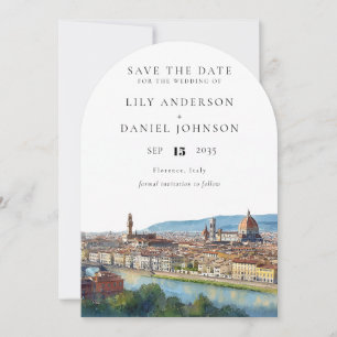 Florence Skyline Watercolor Photo Wedding Arch Save The Date