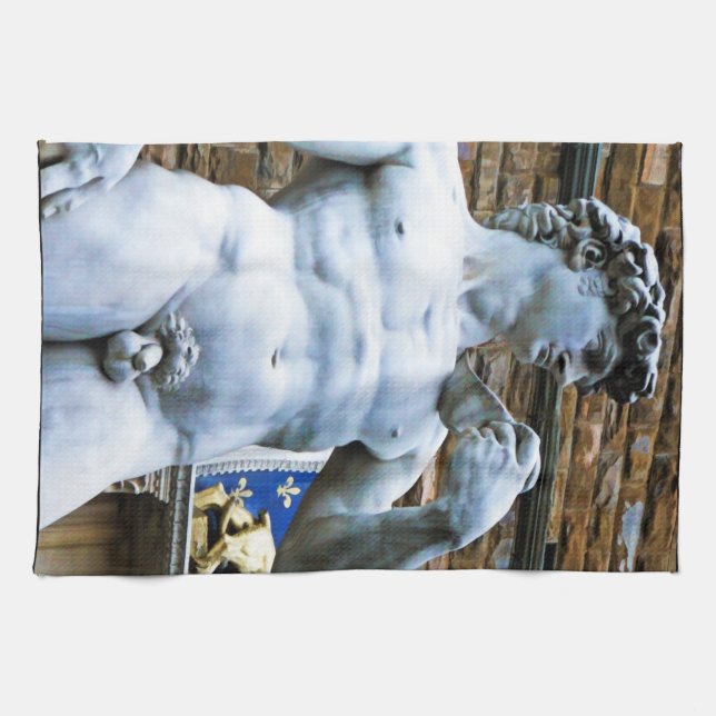 Florence Statue of David With Love Quote Tea Towel (Horizontal)