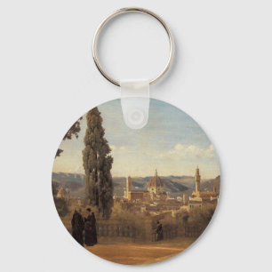 Florence, The Boboli Gardens by Camille Corot Key Ring
