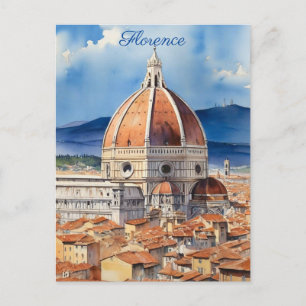 Florence view   il Duomo   watercolor  Postcard