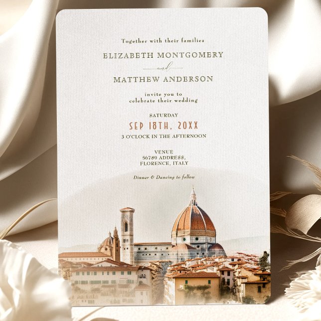 Florence Watercolor Italy Destination Wedding Invitation (Creator Uploaded)