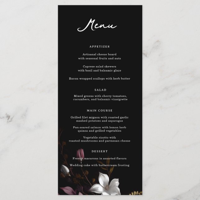 Florence Wedding Dinner Menu (Front)
