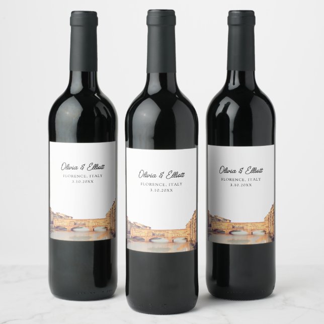 Florence Wedding Italy Favour Personalised Wine Label (Bottles)