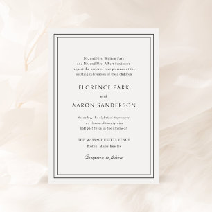 Florence White Elegant Wedding Invitation