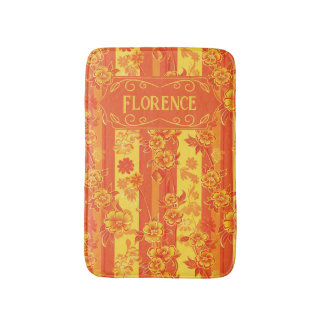 Florence Yellow and Orange Floral Bath Mat
