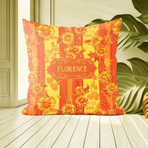 Florence Yellow and Orange Floral Cushion