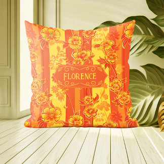 Florence Yellow and Orange Floral Cushion