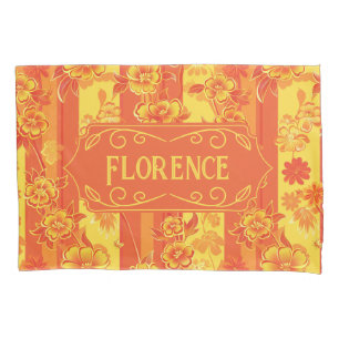 Florence Yellow and Orange Floral Pillowcase