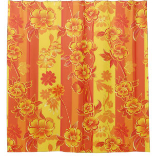 Florence Yellow and Orange Floral Shower Curtain