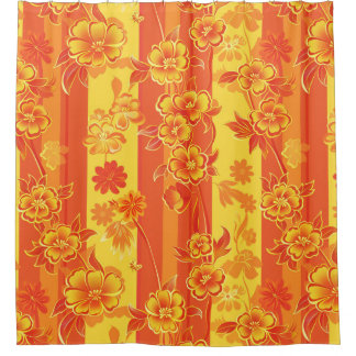 Florence Yellow and Orange Floral Shower Curtain