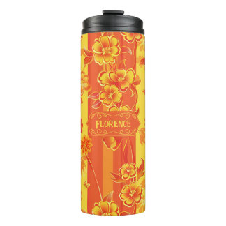Florence Yellow and Orange Floral Thermal Tumbler