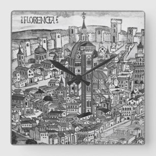 Florencia Bianco e Nero 1493 Square Wall Clock