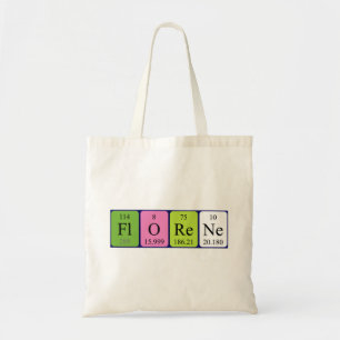 Florene periodic table name tote bag