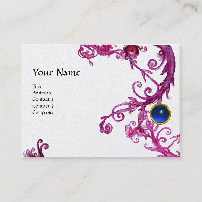 FLORENTINE BAROQUE MONOGRAM GEM blue pink platinum Business Card (Front)
