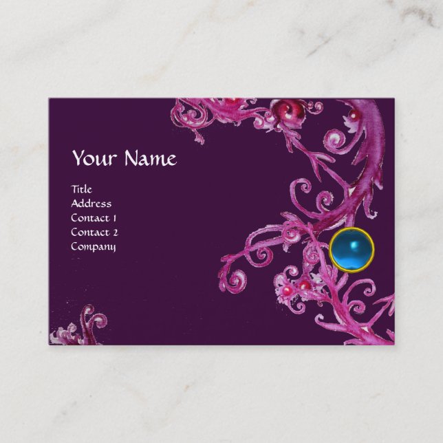 FLORENTINE BAROQUE MONOGRAM GEM blue purple black Business Card (Front)