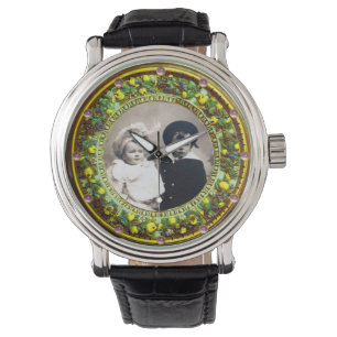 FLORENTINE GREEN FLORAL CROWN PHOTO TEMPLATE WATCH