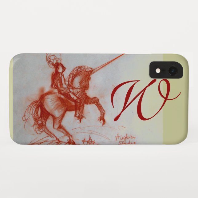 FLORENTINE  KNIGHT ON HORSEBACK monogram Case-Mate iPhone Case (Back (Horizontal))