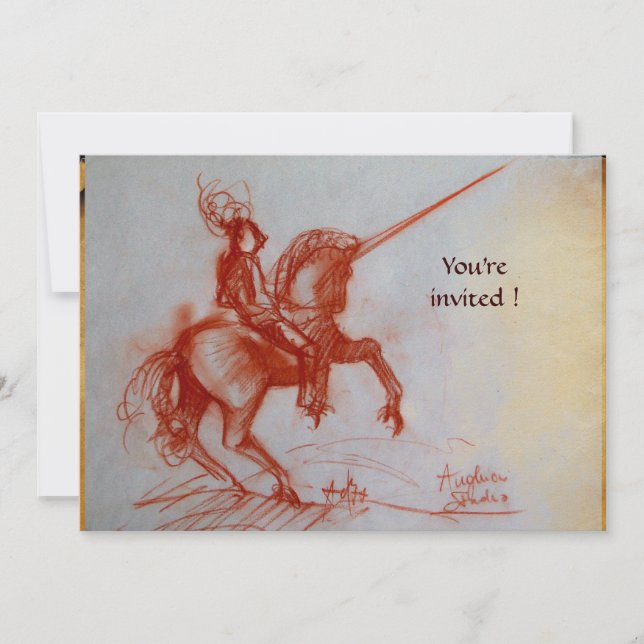FLORENTINE KNIGHT ON HORSEBACK parchment  ice Invitation (Front)