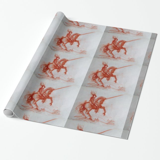 FLORENTINE  KNIGHT ON HORSEBACK WRAPPING PAPER (Unrolled)