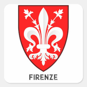 Florentine Lily Coat of Arms Fine Art Square Sticker