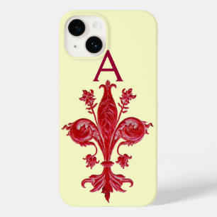 FLORENTINE RED LILY FLEUR DE LIS MONOGRAM Case-Mate iPhone 14 CASE