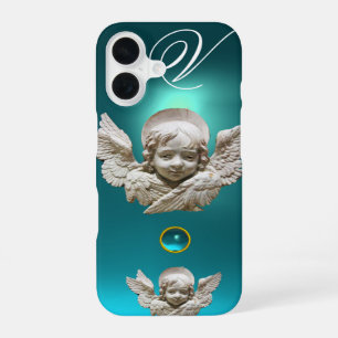 FLORENTINE RENAISSANCE ANGEL Aqua Blue Monogram iPhone 16 Case
