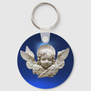 FLORENTINE RENAISSANCE ANGEL ,Blue Sapphire Gem Key Ring