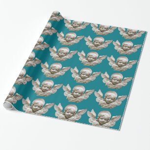 FLORENTINE RENAISSANCE ANGEL Blue Wrapping Paper