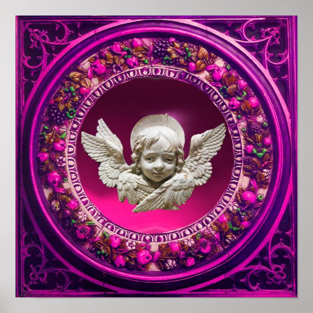 FLORENTINE RENAISSANCE ANGEL PINK FLORAL CROWN POSTER (Front)