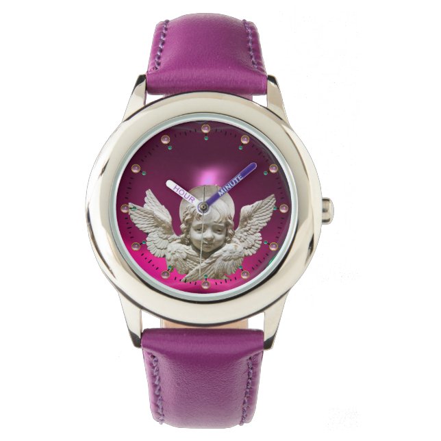 FLORENTINE RENAISSANCE ANGEL,Pink Fuchsia Amethyst Watch (Front)