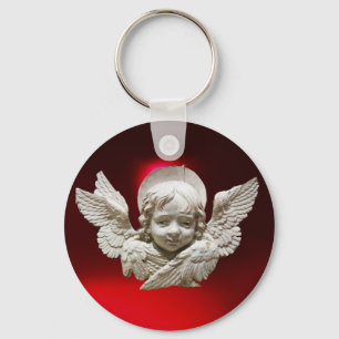 FLORENTINE RENAISSANCE ANGEL,Red Ruby Gem Key Ring
