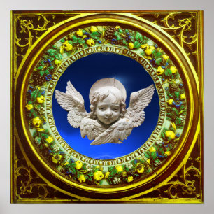 FLORENTINE RENAISSANCE ANGEL WITH FLORAL CROWN POSTER