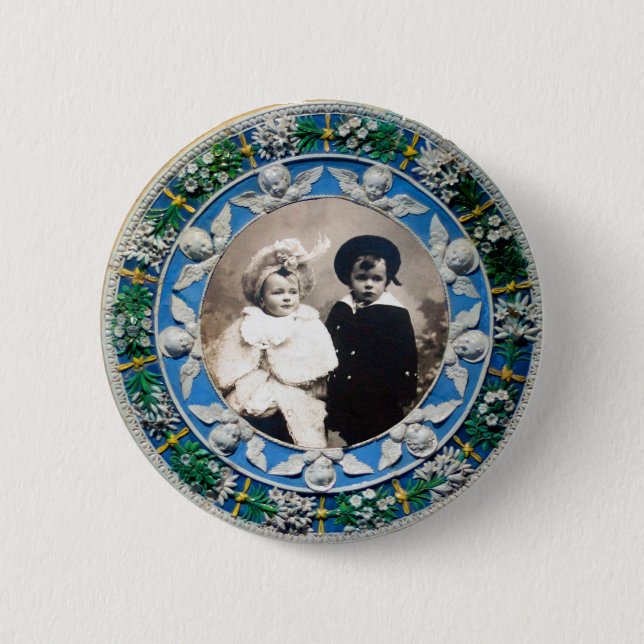 FLORENTINE RENAISSANCE  ANGELS , PHOTO TEMPLATE 6 CM ROUND BADGE (Front)