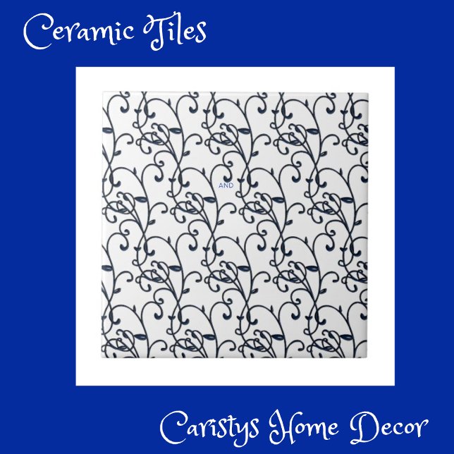 Florentine Renaissance Blue and White Ornate  Ceramic Tile (Creator Uploaded)