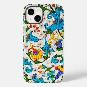 FLORENTINE RENAISSANCE BLUE FLORAL SWIRLS,FLOWERS iPhone 14 CASE