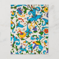 FLORENTINE RENAISSANCE BLUE FLORAL SWIRLS,FLOWERS