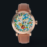 FLORENTINE RENAISSANCE BLUE FLORAL SWIRLS MONOGRAM WATCH<br><div class="desc">Digital elaboration from antique Florentine papers by Bulgan Lumini ©</div>