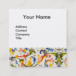 FLORENTINE RENAISSANCE FLORAL SWIRLS,FLOWERS SQUARE BUSINESS CARD