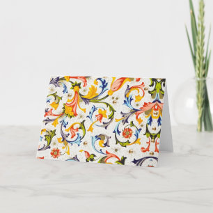 FLORENTINE RENAISSANCE  FLORAL SWIRLS,FLOWERS THANK YOU CARD