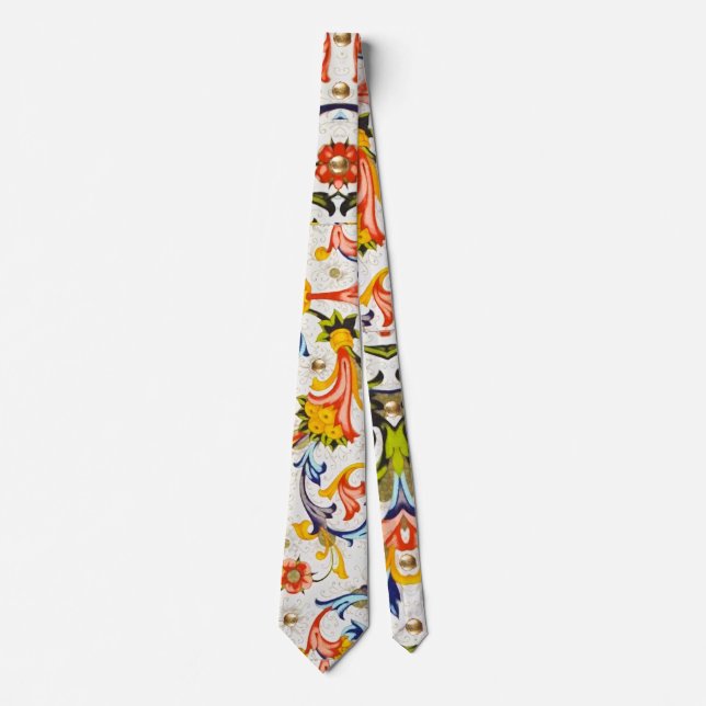 FLORENTINE RENAISSANCE FLORAL SWIRLS,FLOWERS TIE (Front)