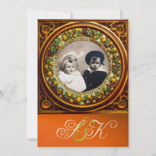 FLORENTINE RENAISSANCE FRUITS DAMASK MONOGRAM INVITATION