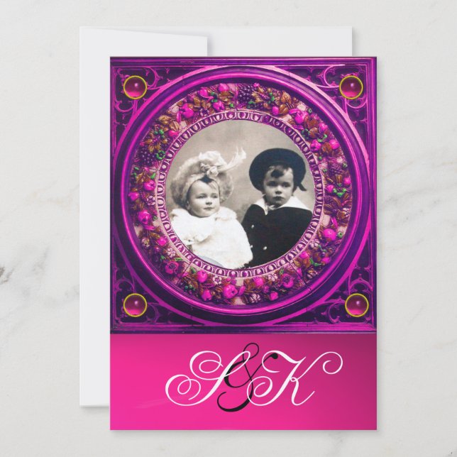 FLORENTINE RENAISSANCE FRUITS DAMASK MONOGRAM INVITATION (Front)