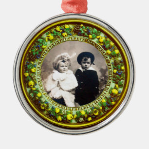 FLORENTINE  RENAISSANCE FRUITS Photo Template Metal Ornament