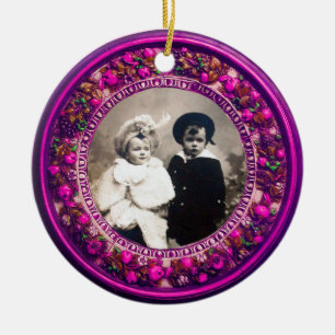 FLORENTINE  RENAISSANCE FRUITS Photo Template Ruby Ceramic Ornament