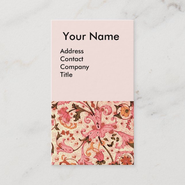 FLORENTINE RENAISSANCE PINK FLORAL SWIRLS,FLOWERS BUSINESS CARD (Front)