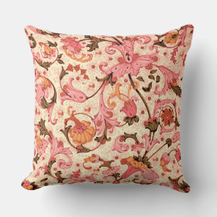 FLORENTINE RENAISSANCE PINK FLORAL SWIRLS,FLOWERS CUSHION