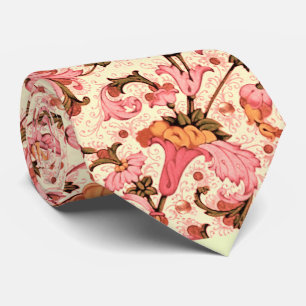 FLORENTINE RENAISSANCE PINK FLORAL SWIRLS,FLOWERS  TIE