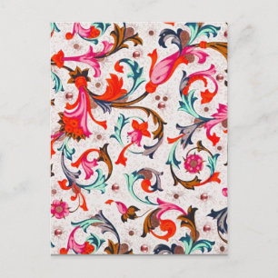FLORENTINE RENAISSANCE RED  FLORAL SWIRLS,FLOWERS POSTCARD