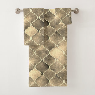Florentine Tiles in Sepia Colours Bath Towel Set