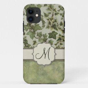 Florentine Watercolor Ivy with Monogram iPhone 11 Case